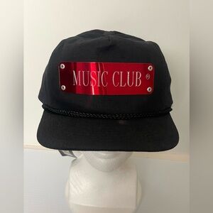 Vintage 90s Music Club Hat Cap 100% cotton One Size Fits All Amapro Black Unisex
